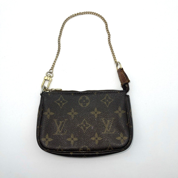 LOUIS VUITTON Pochette Accessories Mini Bag Monogram Purse Brown Authentic - Picture 3 of 15